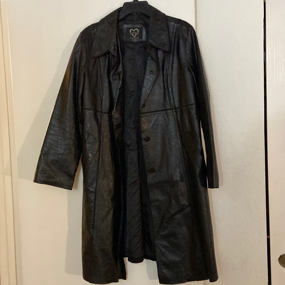 Vintage leather long jacket